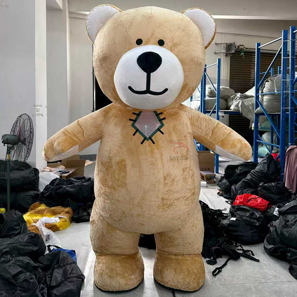Smile Giant Patched Brown Bear Mascot Costumes for Events Activities 2.2m Gift Party Dress Adults Wear Inflatable Bear Clothing