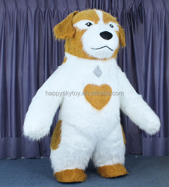 Wholesale Price Giant Red & Purple Inflatable Running Dog Adult Unisex Mascot Costume for Easter/Halloween Carnival Parties