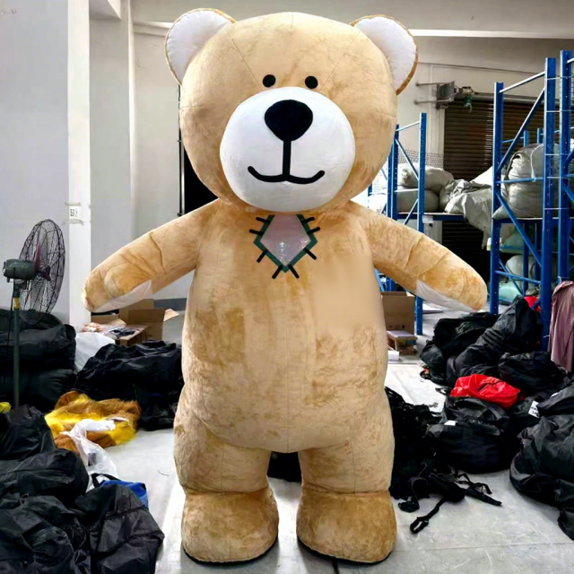 Smile Giant Patched Brown Bear Mascot Costumes for Events Activities 2.2m Gift Party Dress Adults Wear Inflatable Bear Clothing