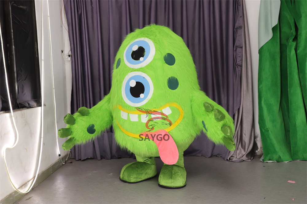 Inflatable Giant Green Two Eyes Monster Costumes Mascot Halloween Party for Outdoor Advertising
