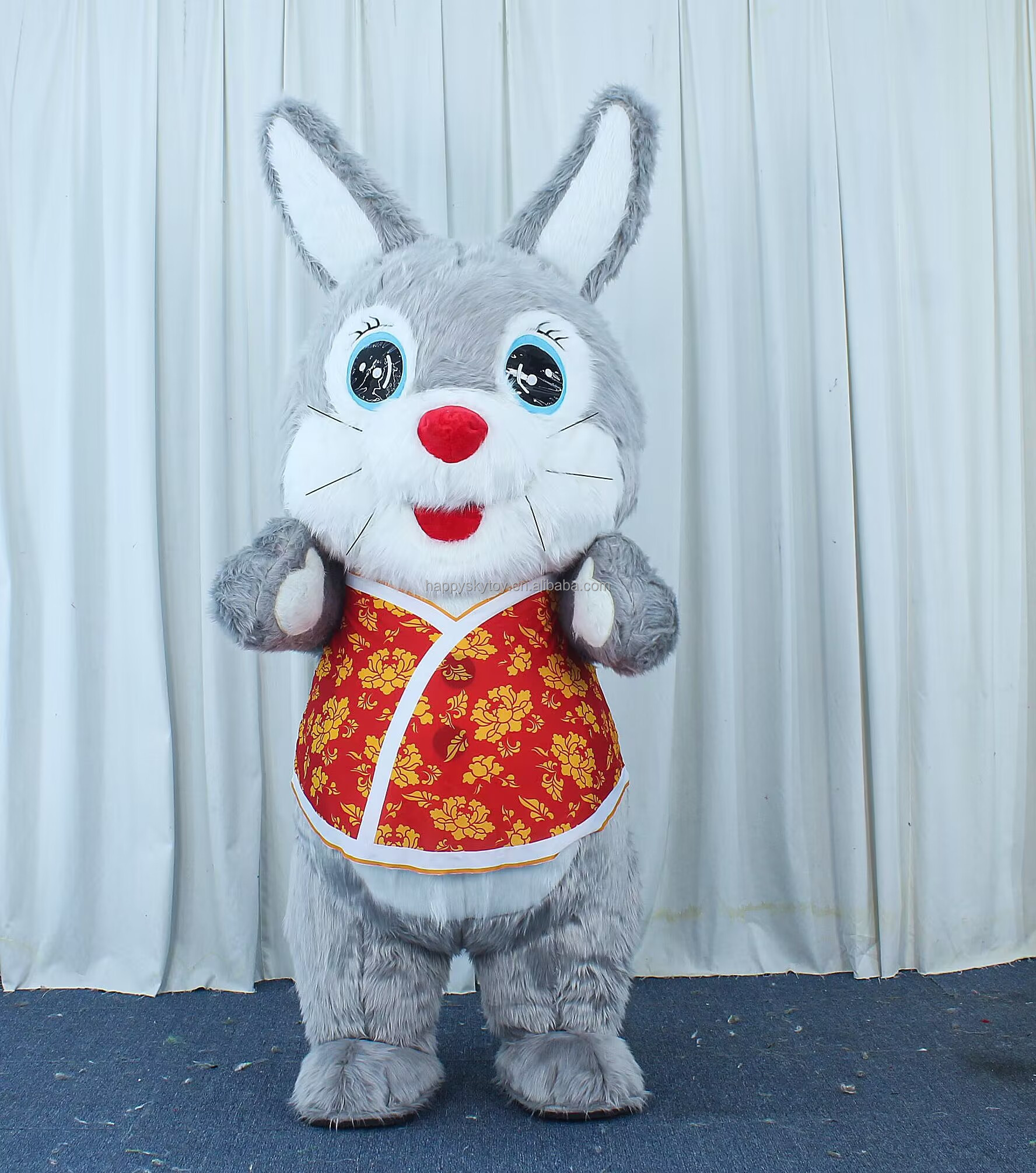 High Quality Inflatable Rabbit Battery Mascot Costume China Adults Bunny Cartoon Character Role-playing Party