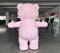 Factory Price Life Size Human Wearing Cartoon Animal Lovely Cosplay Costume Inflatable pink Teddy Bear Mascot Costume for Adult