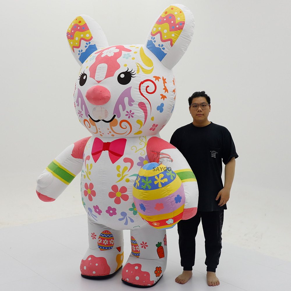 Easter Bunny Egg Inflatable Mascots Costumes for Cosplay Wear Party 2.2m 2.6m Festivals Mum Bunny Rabbit Inflatable Clothing