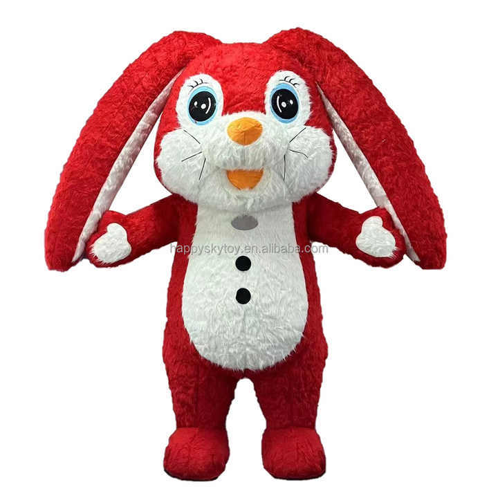 Party Commercial Costumes Long Hammer Ears Red Rabbit Bunny Mascot Costume 2m/2.6m Inflatable Mascot Costume