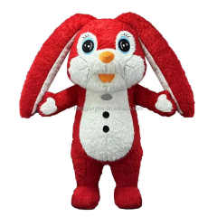 Party Commercial Costumes Long Hammer Ears Red Rabbit Bunny Mascot Costume 2m/2.6m Inflatable Mascot Costume