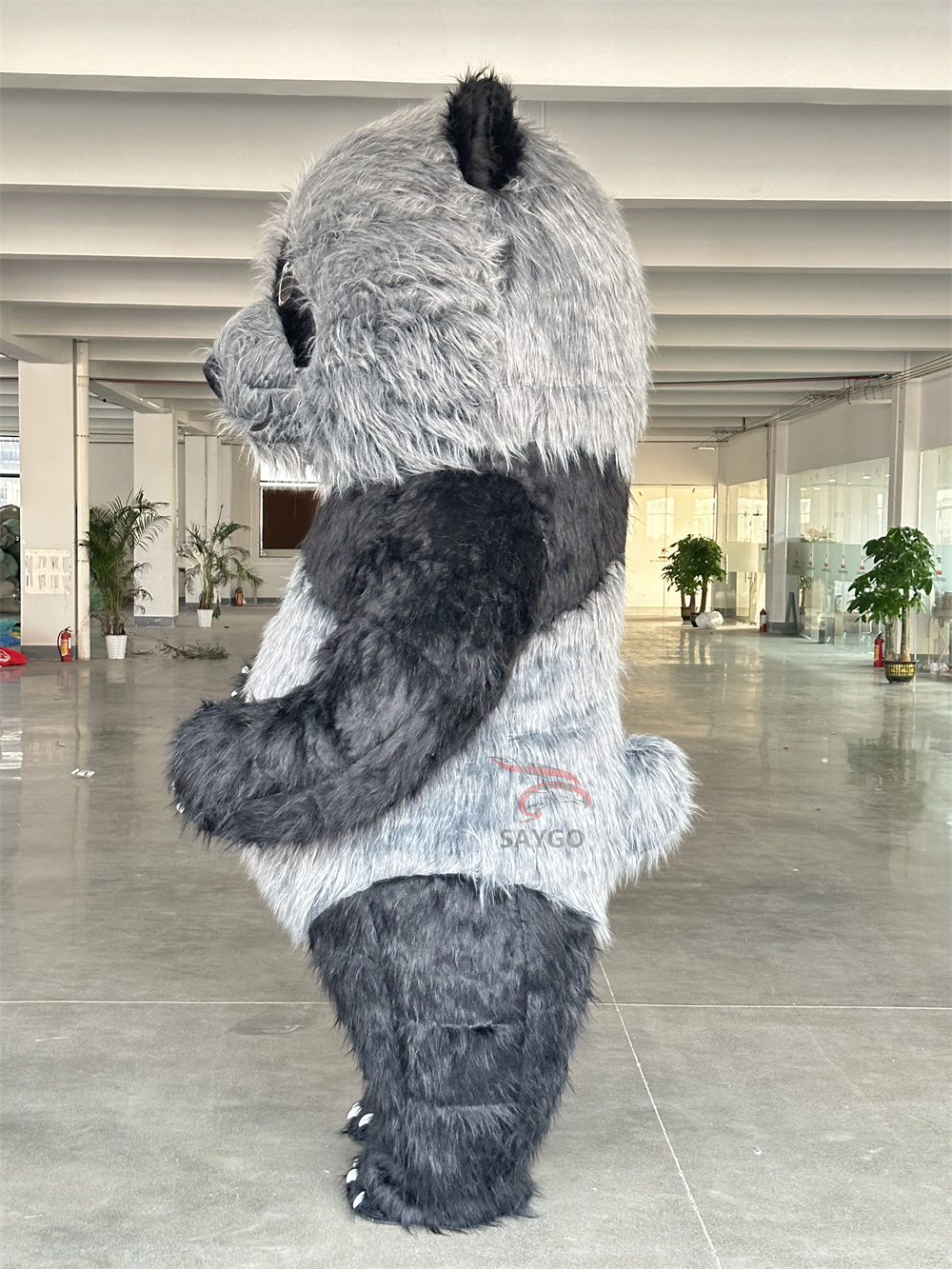 Unisex Giant Events Decoration Interactive Cartoon Gray Panda Full Body Customized Inflatable Mascot Costume for Adult