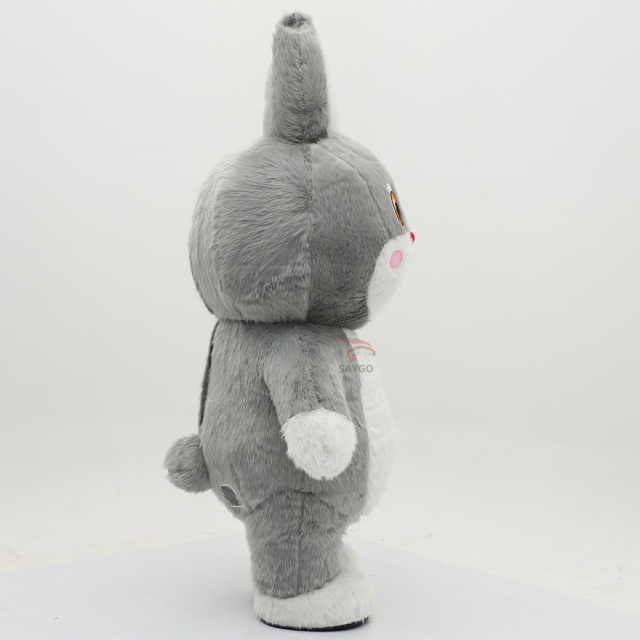 Gray Fur Plush Rabbit Inflatable Mascot Costumes for Birthday Party Entertainment 2.2m Adults Wear Inflatable Bunny Suits Sale