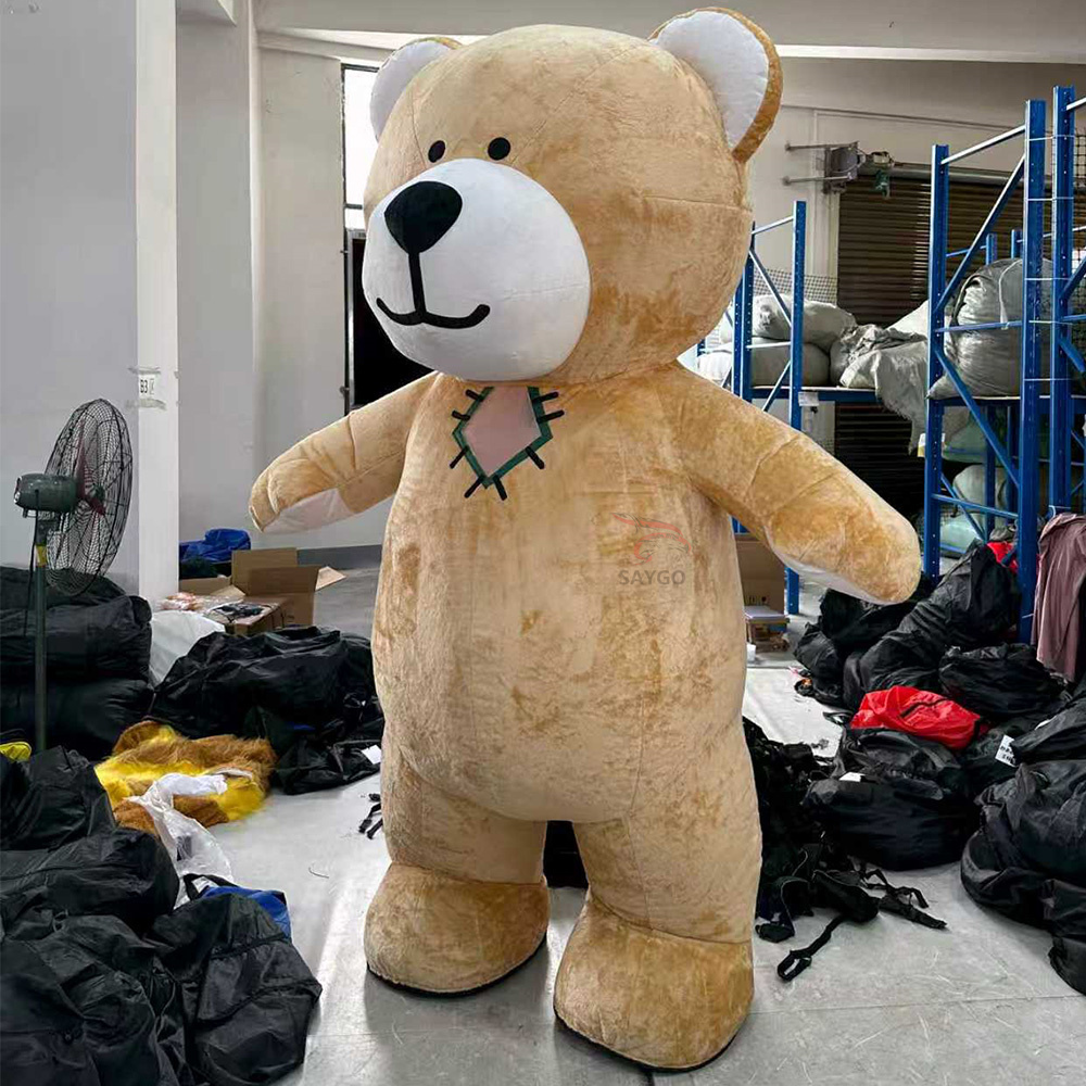 Smile Giant Patched Brown Bear Mascot Costumes for Events Activities 2.2m Gift Party Dress Adults Wear Inflatable Bear Clothing