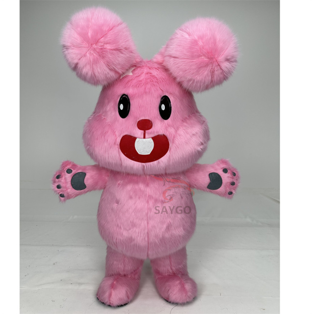 Cute pink Jojo Rabbit Bunny Mascot Costume Suits for Events Rental Walking 2m/2.6m Inflatable Easter Rabbit Bunny Costume