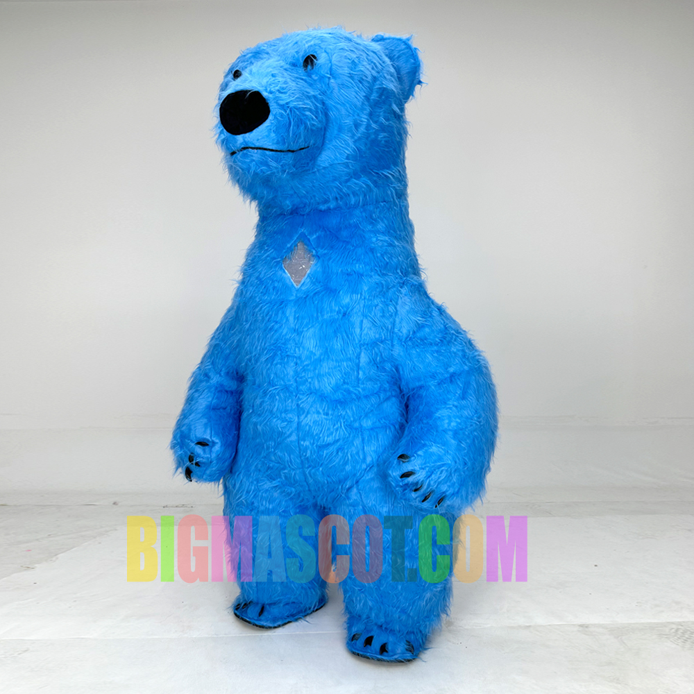 Customized Color Blue Animal Polar Bear Inflatable Mascot Costume for Adult