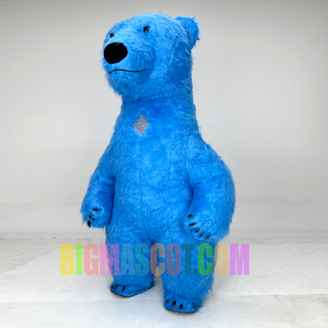 Customized Color Blue Animal Polar Bear Inflatable Mascot Costume for Adult