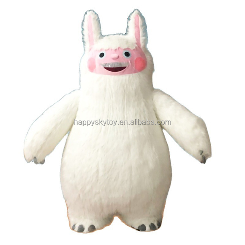 Custom Animals Mascot Costume White Monster Bunny Rabbit Walking Performance Inflatable Mascot Costume