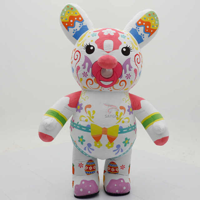 Pacifier Bunny Bear Cartoon Character Mascot Costumes for Events Advertisement 2.2m Giant Bunny Bear air Inflate Costumes Sale