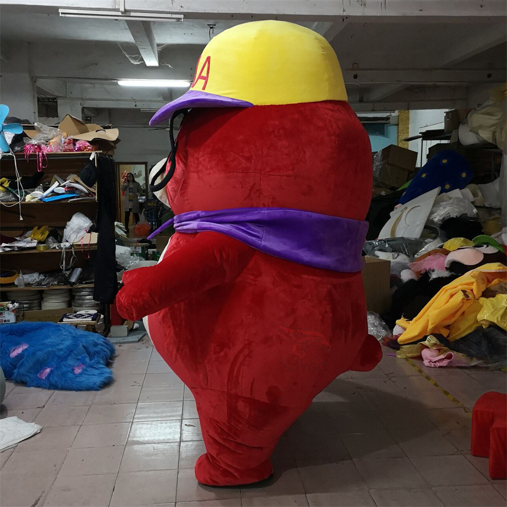 2m  Fat Teddy Bear Mascot Costume Inflatable Red Eye Glasses Wear for Carnival and Party Advertising Performance Novelty