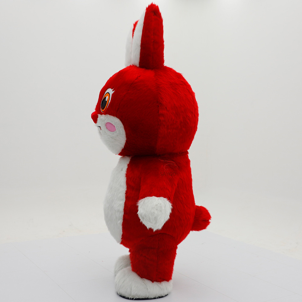 Red Fur Rabbit Inflatable Suits 2.2m Easter Bunny Inflation Clothing for Adults Dance Event Advertising Rabbit Mascot Costumes