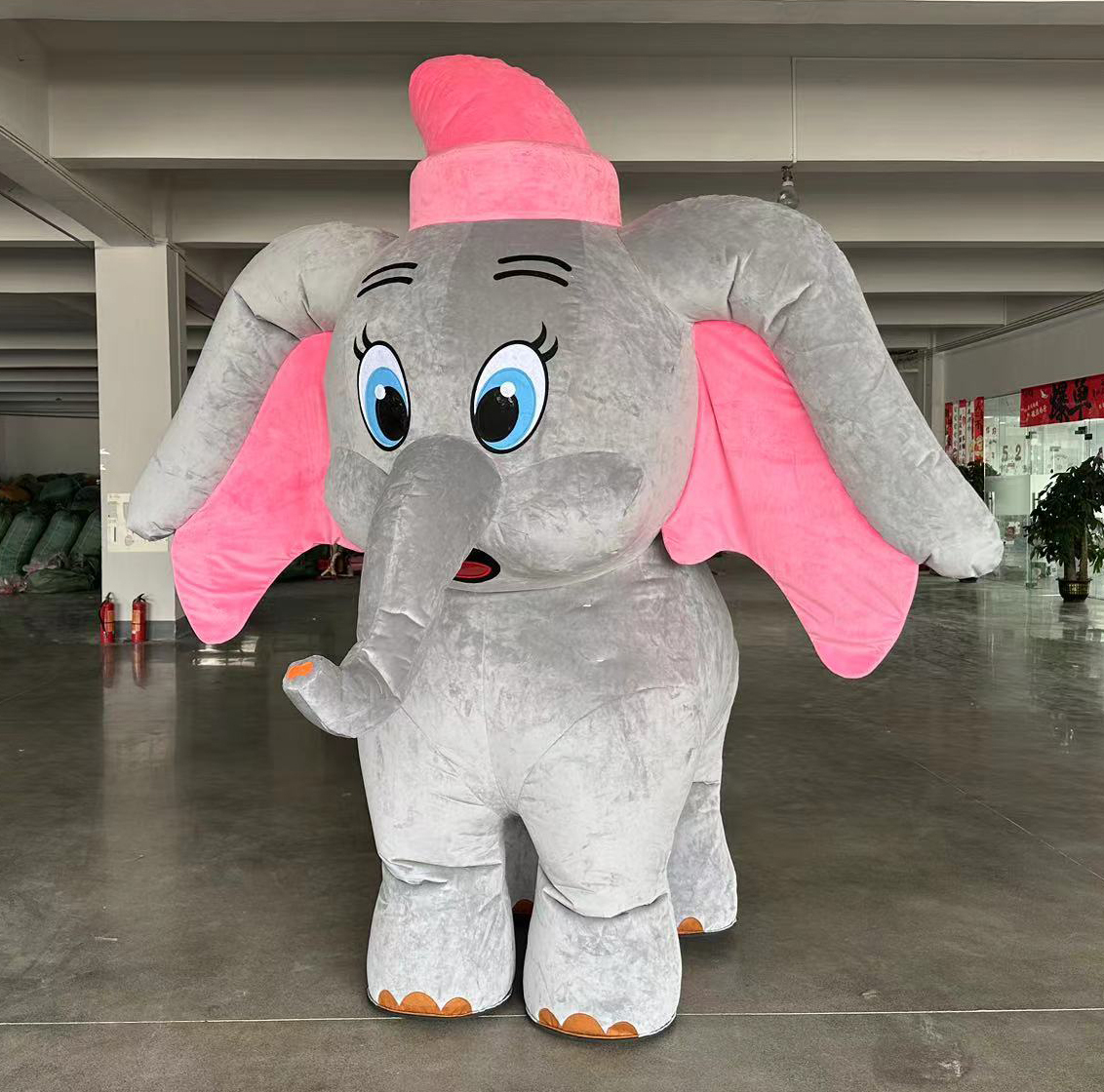 Party Advertising Cosplay Inflatable Walking Animal 4 Legs Grey Elephant Mascot Costume for Adults-Custom Design