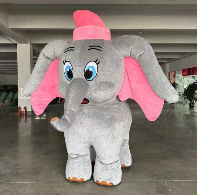 Party Advertising Cosplay Inflatable Walking Animal 4 Legs Grey Elephant Mascot Costume for Adults-Custom Design