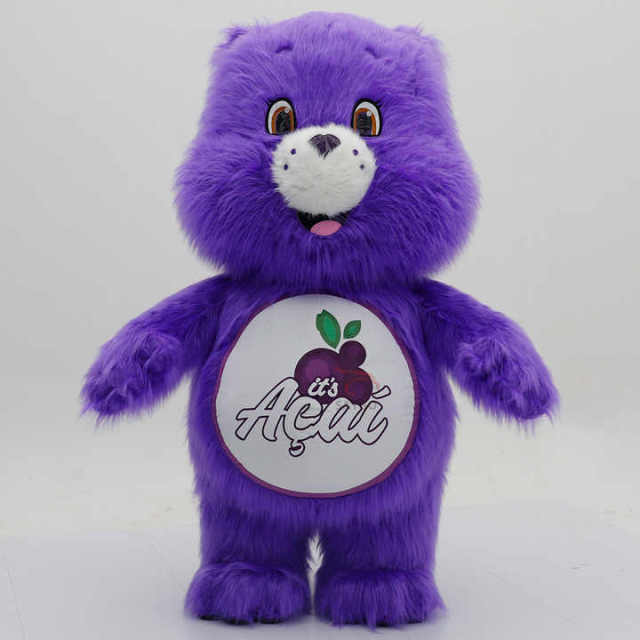 Amusement Dance Clothes Adults Cosplay Wear Long Hair Bear Inflatable Mascot Costume for Events Rental 2.2m purple Fur Bear Suit