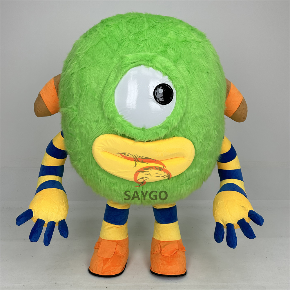 Custom Plush One Eye Green Monster Adult Suit Parties Walking Dancing Cartoon Character Inflatable Mascot Costume