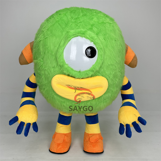 Custom Plush One Eye Green Monster Adult Suit Parties Walking Dancing Cartoon Character Inflatable Mascot Costume