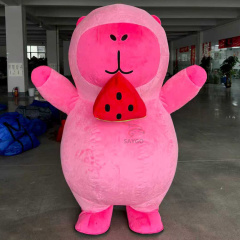 Watermelon Dress Capybara Inflatable Mascot Costumes 2.2m Giant Capybara Birthday Party Inflatable Suit for Adults Cosplay Wear