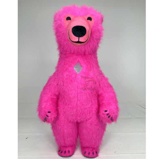 Custom Pink Inflatable Adult-Size Polar Bear Mascot Costume for Cosplay Parties and Events