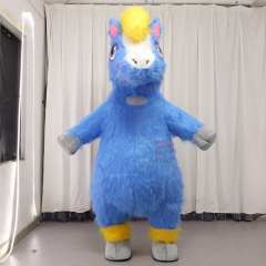 Cute Blue Horse Inflatable Mascot Costume for Adults Cosplay Performance Wear 2m 2.6m Horse Inflatable Clothing