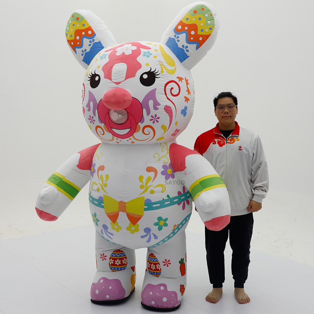 Pacifier Bunny Bear Cartoon Character Mascot Costumes for Events Advertisement 2.2m Giant Bunny Bear air Inflate Costumes Sale