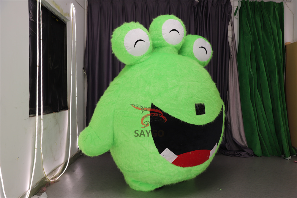 Customized 3 Eyes 2m Giant Inflatable Mascot Costume Monster Walking Style Unisex Adult for Party Parade Halloween
