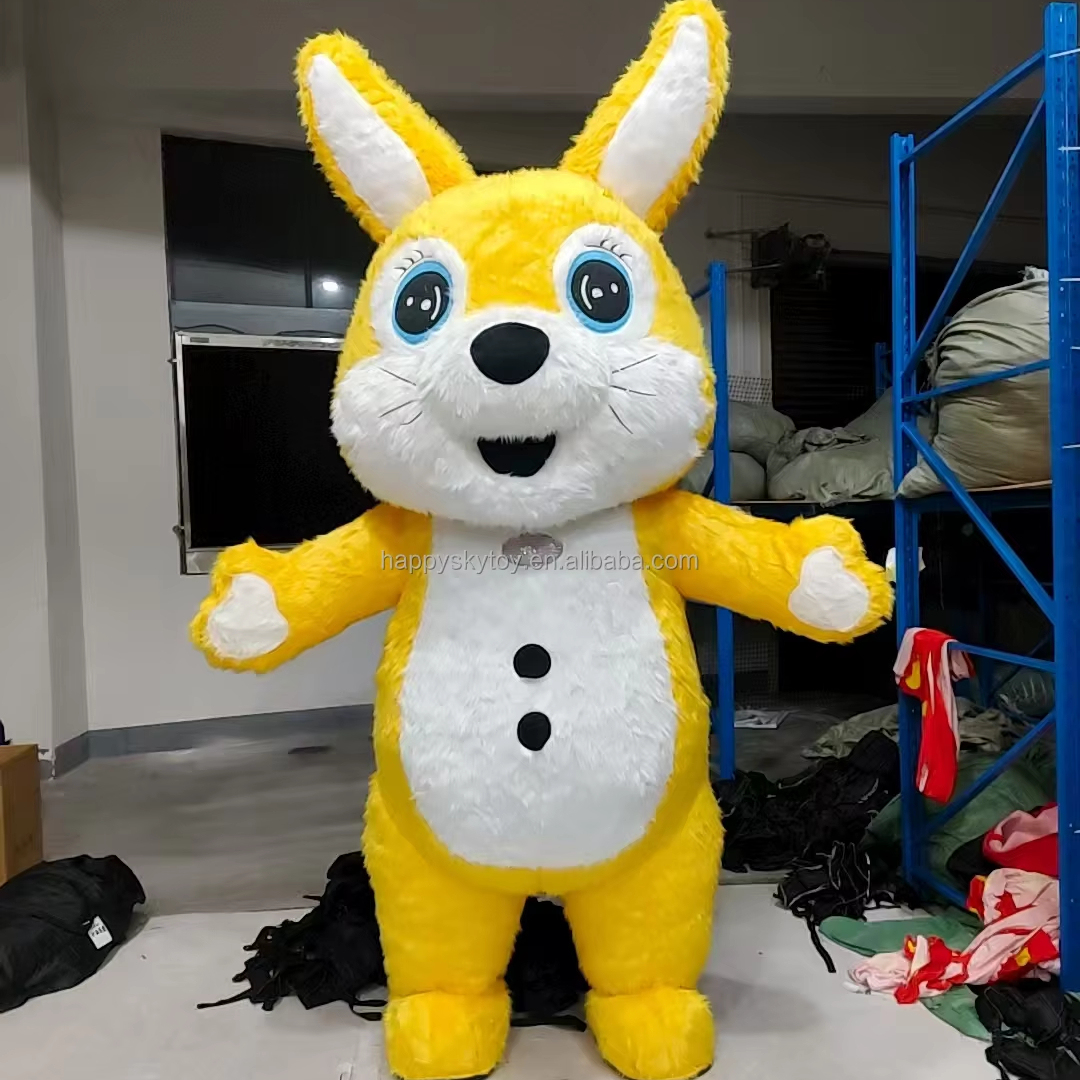 Yellow Color Giant Inflatable Rabbit Mascot Costumes for Adults Performance Wear 2m/2.6m Easter Bunny Animal Costumes Sale