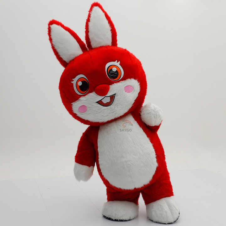 Red Fur Rabbit Inflatable Suits 2.2m Easter Bunny Inflation Clothing for Adults Dance Event Advertising Rabbit Mascot Costumes