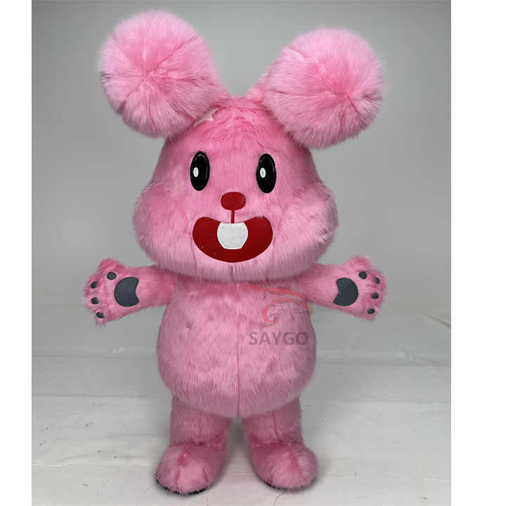Cute pink Jojo Rabbit Bunny Mascot Costume Suits for Events Rental Walking 2m/2.6m Inflatable Easter Rabbit Bunny Costume