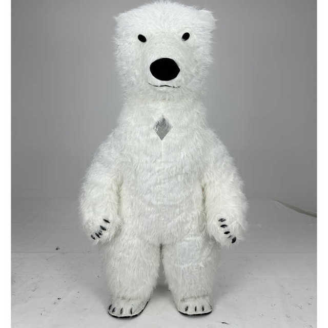 Halloween Cosplay Factory Price Wholesales Custom Halloween Adult Smiling White Polar Bear Inflatable Mascot Costume for Sale