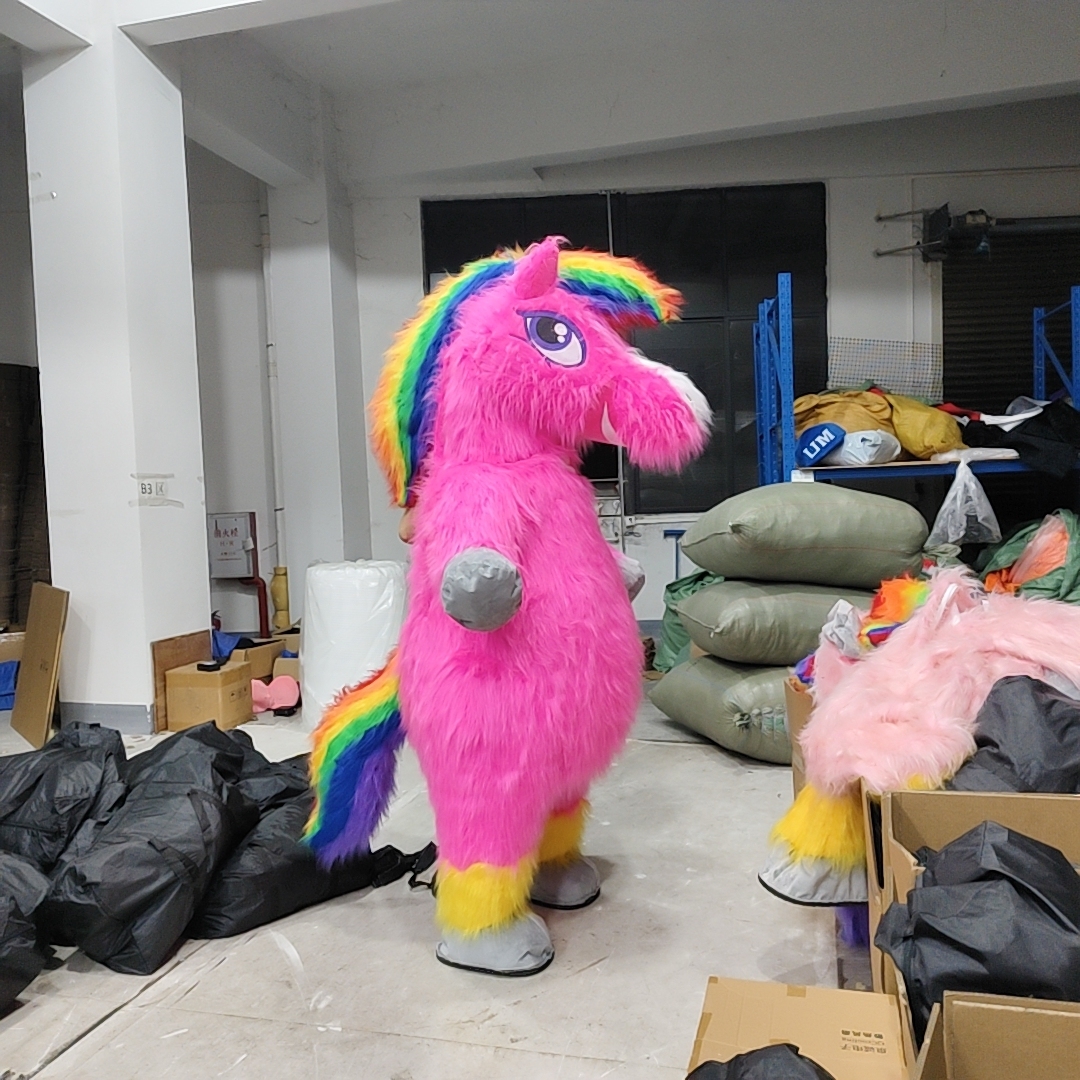 Wholesale Halloween Colorful pony Inflatable Horse Mascot Costume Characters Fancy Dress for Adult Birthday Party Events