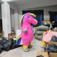 Wholesale Halloween Colorful pony Inflatable Horse Mascot Costume Characters Fancy Dress for Adult Birthday Party Events