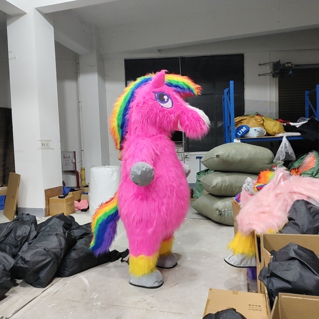 Wholesale Halloween Colorful pony Inflatable Horse Mascot Costume Characters Fancy Dress for Adult Birthday Party Events