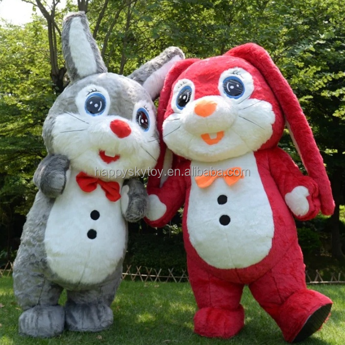 Custom Unisex Inflatable 2m/2.6m Rabbit Mascot Costume Hand Drawn Adult Cosplay Suit for Halloween Cartoon Character Parties