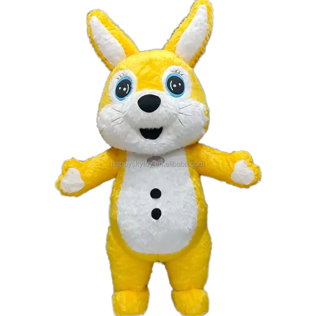 Yellow Color Giant Inflatable Rabbit Mascot Costumes for Adults Performance Wear 2m/2.6m Easter Bunny Animal Costumes Sale