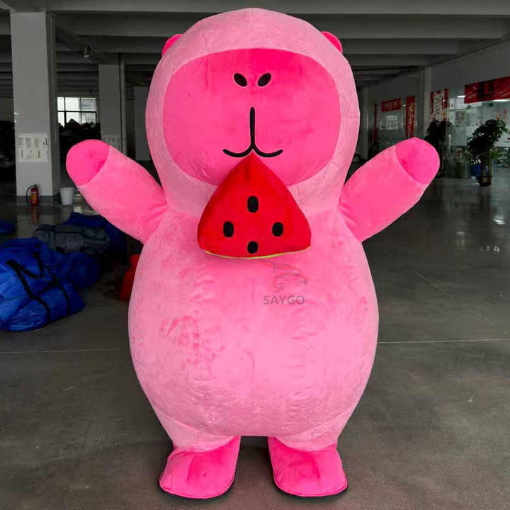 Watermelon Dress Capybara Inflatable Mascot Costumes 2.2m Giant Capybara Birthday Party Inflatable Suit for Adults Cosplay Wear