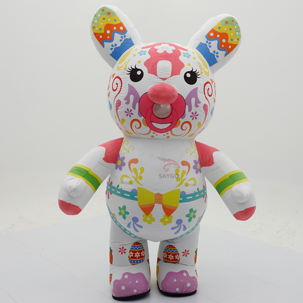 Pacifier Bunny Bear Cartoon Character Mascot Costumes for Events Advertisement 2.2m Giant Bunny Bear air Inflate Costumes Sale