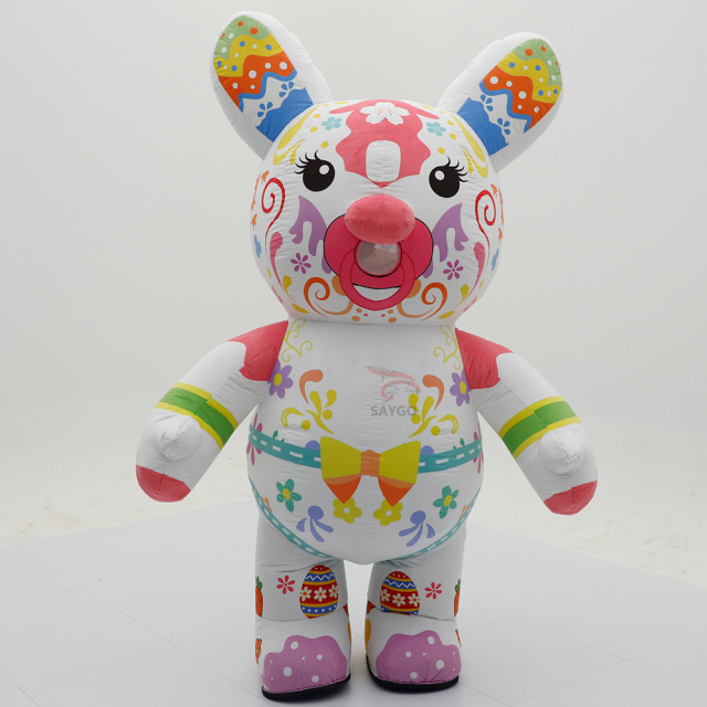 Pacifier Bunny Bear Cartoon Character Mascot Costumes for Events Advertisement 2.2m Giant Bunny Bear air Inflate Costumes Sale