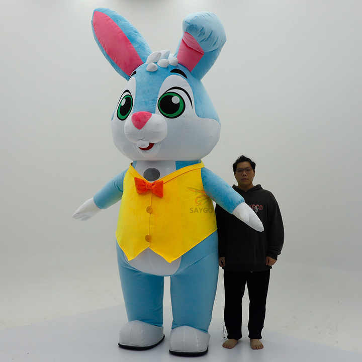 Blue Inflatable Rabbit Mascot Costume Custom Animal Cosplay Mascotte Theme Fancy Dress Carnival Party Costumes