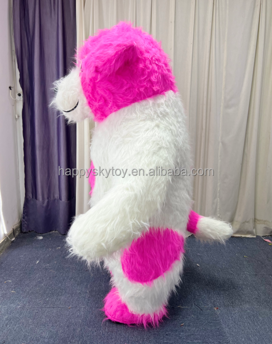 Wholesale Price Giant Red & Purple Inflatable Running Dog Adult Unisex Mascot Costume for Easter/Halloween Carnival Parties