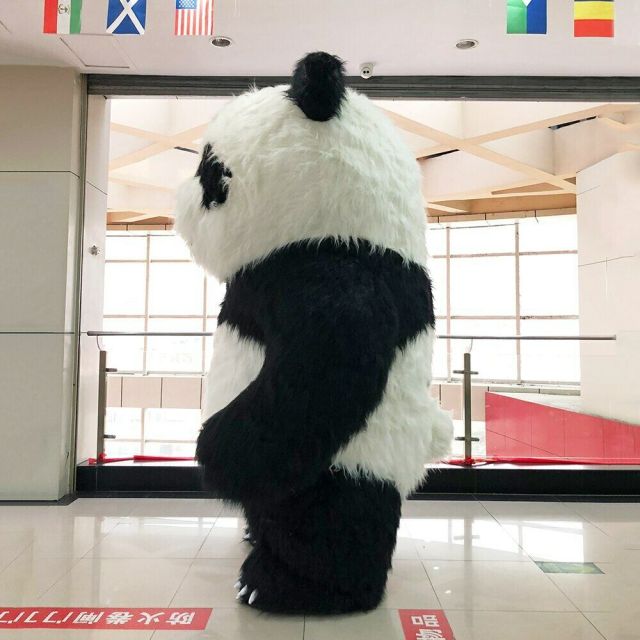 Custom Cartoon Giant Advertising Inflatable Walking Mascot Plush Panda Costume