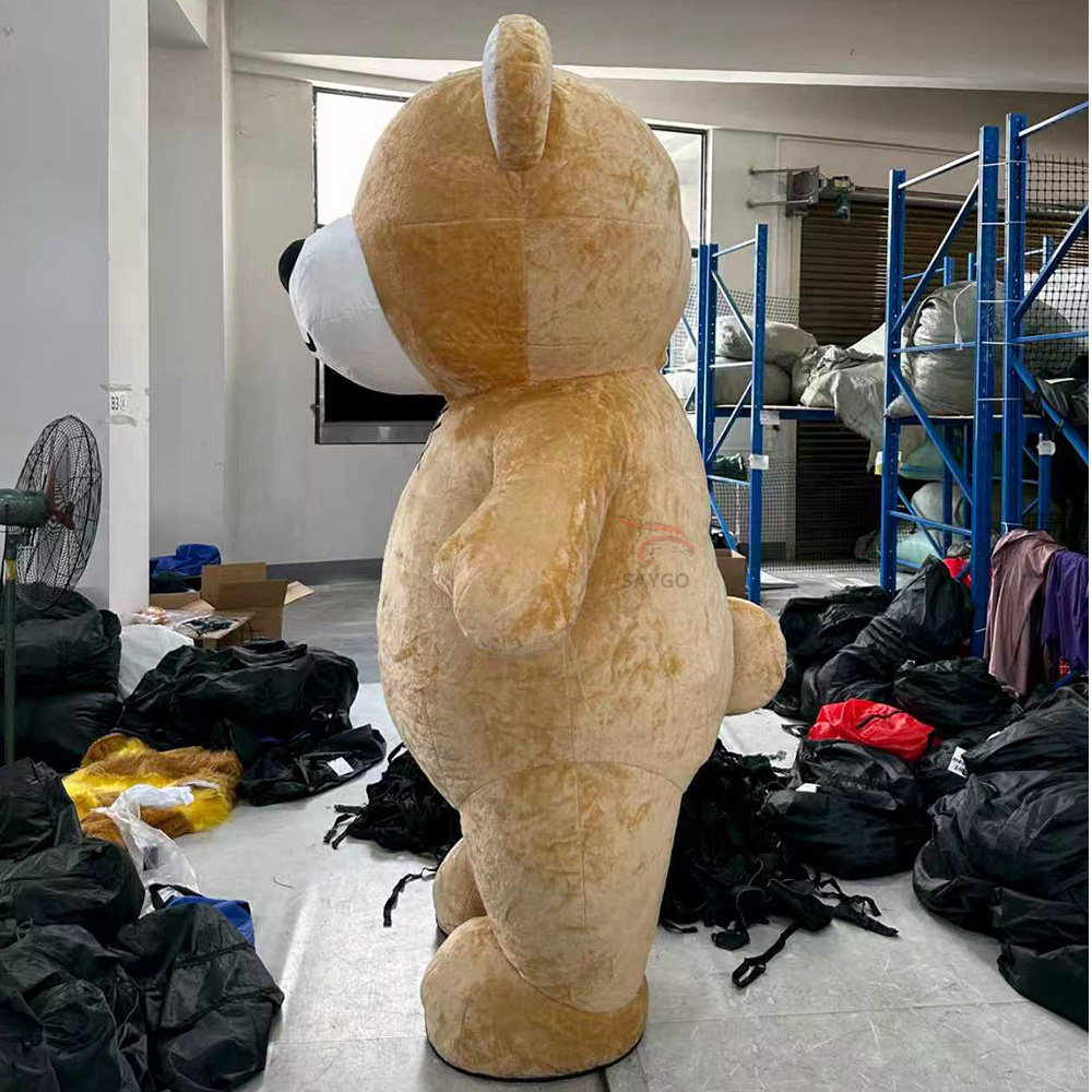 Smile Giant Patched Brown Bear Mascot Costumes for Events Activities 2.2m Gift Party Dress Adults Wear Inflatable Bear Clothing
