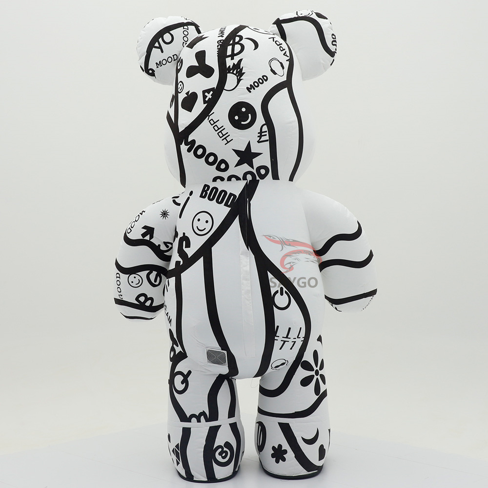Inflatable White Violent Bear Mascot Costumes for Adults Advertising Custom Giant Cartoon Animal Walking Plush Fancy Dresses