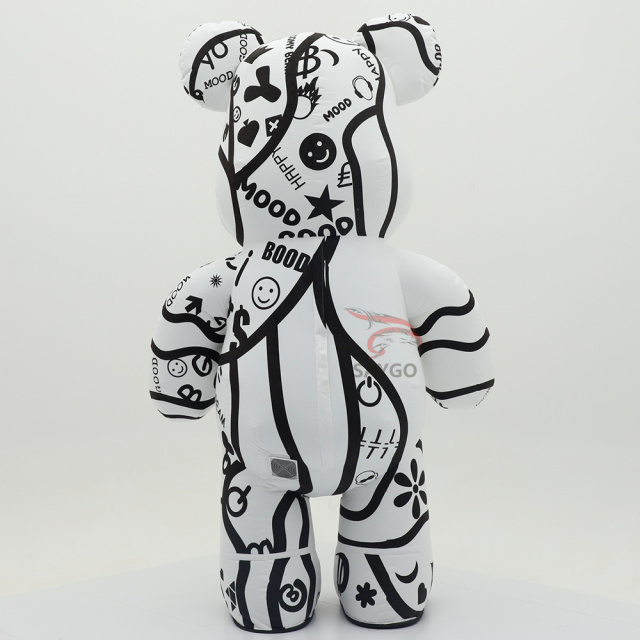 Inflatable White Violent Bear Mascot Costumes for Adults Advertising Custom Giant Cartoon Animal Walking Plush Fancy Dresses