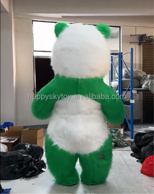Customize Green Color Inflatable Panda Mascot Costumes for Carnival Party Dress 2/2.6m Birthday Celebration Inflatable Clothing