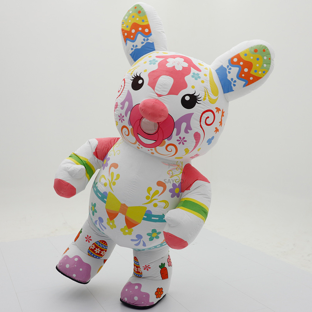 Pacifier Bunny Bear Cartoon Character Mascot Costumes for Events Advertisement 2.2m Giant Bunny Bear air Inflate Costumes Sale