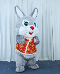 High Quality Inflatable Rabbit Battery Mascot Costume China Adults Bunny Cartoon Character Role-playing Party